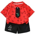 thumbnail image 3 of Conairie Boy Clothes Set 2 Piece Collar Button Down Short Sleeve Shirt and Shorts Kids Cute Graphic Lightweight Classic Basic Outfits Set with Pocket Red 2-3 Y, 3 of 3