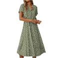 thumbnail image 2 of Pisexur Robe à Manches Courtes à Col en V pour Femme, Mode d'Été Décontractée, Imprimé à Pois, Robe à Manches Courtes à Cordon, Robe pour Femme, 2 of 9