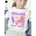 thumbnail image 1 of Grade Rolling Into First Grade - Cute Girl In Roller Skates Graphic Tee For Back To School, Comfort Fit, Cotton, Short Sleeve, Round Neck, Perfect For Daily Wear And Classroom Outfits, 1 of 6