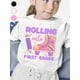 thumbnail image 1 of Grade Rolling Into First Grade - Cute Girl In Roller Skates Graphic Tee For Back To School, Comfort Fit, Cotton, Short Sleeve, Round Neck, Perfect For Daily Wear And Classroom Outfits, 1 of 6