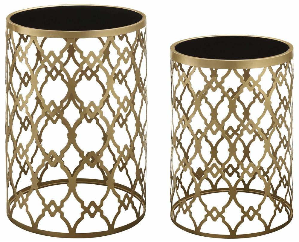 2-Pc Mirrored Table Set in Gold and Black - Walmart.com