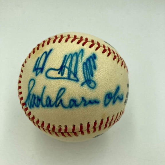 Hank Aaron  Sadaharu Oh Signed Vintage National League Baseball With JSA COA