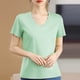 thumbnail image 1 of mfyjkho Tops Para Salir, Blusas Y Camisas De Cuello En V De Manga Corta De Punto De Color Liso Para Mujer Tops Para Salir Para Mujer Xxl, 1 of 4