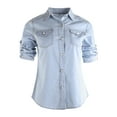 thumbnail image 4 of Musuos New Retro Women Casual Blue Jean Soft Denim Long Sleeve Shirt Tops Blouse Jacket Hot, 4 of 4