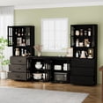 thumbnail image 4 of RichYa Kitchen Pantry Cabinet Set of 4,111" W Buffet Sideboard Coffee Bar with Glass Door Hutch,Modular Storage Cabinets with Shelves & Drawers for Dining Room,Black(CGGC), 4 of 10