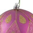 thumbnail image 2 of Vickerman 4.75" Mauve Matte Ball with Glitter Diamond Pattern. Add variety and sparkle to your holiday arrangement with this matte ornament that features a glitter pattern. Includes 4 pieces per bag., 2 of 4