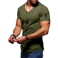 thumbnail image 4 of BKQCNKM Mens Shirts for Men Mens Summer Fashion Casual Solid Color Zipper Pocket T Shirt Short Sleeve Shirt Top Blouse Mens T Shirt, Army Green L, 4 of 6