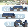 thumbnail image 4 of ALAULM 6-Piece Outdoor Patio Conversation Set, Sectional PE Rattan Wicker Furniture, Navy Blue, 4 of 8