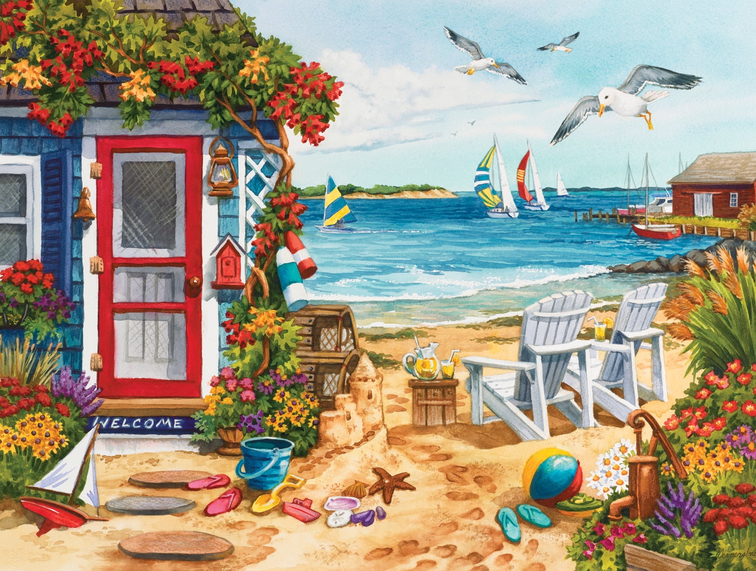 1000 Pieces of Interesting Jigsaw Puzzle Large Oil Painting Jigsaw BUYT Seaside Landscape Wooden Jigsaw Puzzle