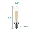 thumbnail image 6 of Luxrite T6 T6.5 Vintage LED Tube Light Bulbs 5W= 60W, 2700K Warm White, Dimmable, 500 Lumens, E12, 12-Pack, 6 of 7