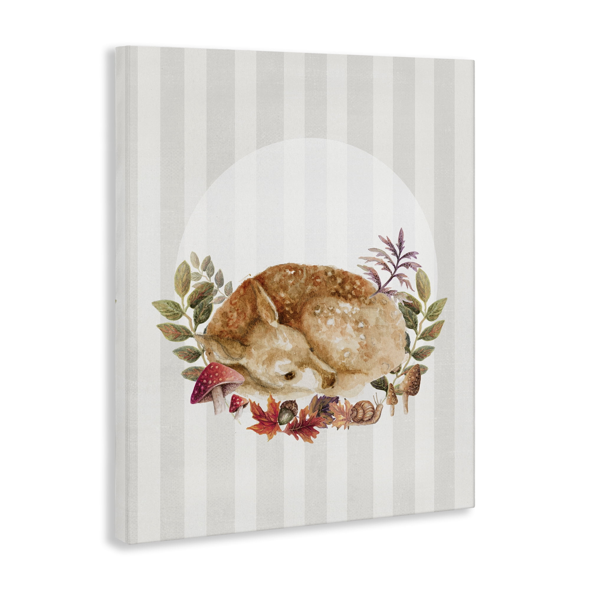 Stupell Industries Fawn on Stripes Animals & Insects Painting Gallery Wrapped Canvas Art Print Wall Art, 24 x 30