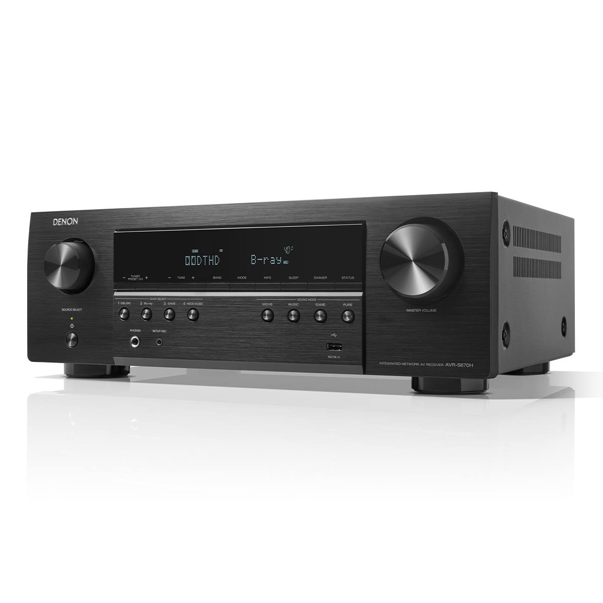 Denon AVR-S670H 5.2 Channel 8K Home Theater Receiver with Dolby TrueHD Audio, HDR10+, and HEOS Built-In - image 5 of 10