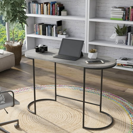 Yin Metal Writing Desk, Black and Light Gray