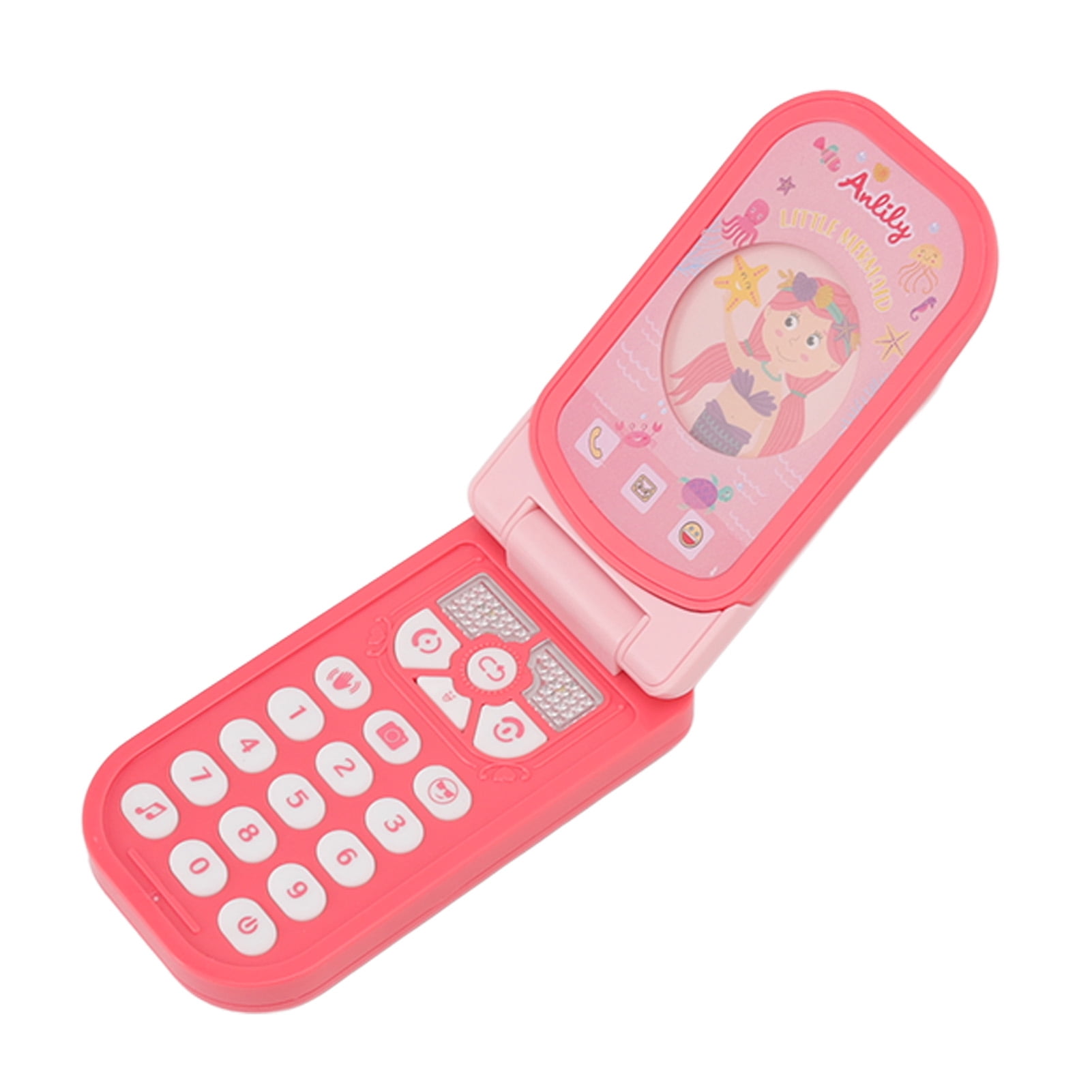 Cell Phone Baby Toy Volume Adjustment Portable Educational Flip Mobile Phone Toy English Learning With Music For Enlightenment Pink Green