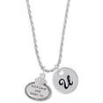 thumbnail image 1 of Delight Jewelry Silvertone Keep Calm and Chive On Silvertone Script Initial Disc - U - Charm Necklace, 20"+3", 1 of 4