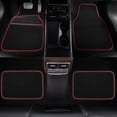 thumbnail image 3 of CAR GRAND Premium Carpet Car Mats Front & Rear Non-slip Waterproof All Season All Weather Automotive Floor Mats Black Red, 3 of 7