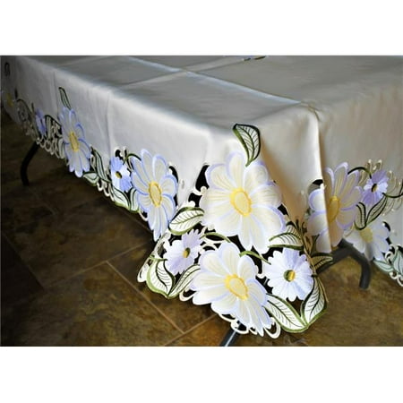 

Sinobrite H0997-68x104 68 x 104 in. Yellow Daisy & Green Leaves Tablecloth