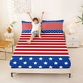 thumbnail image 3 of Manfei Patriotic Star Stripe Bed Sheets, American Flag Full Size Sheets, Navy Blue White Red, Navy Reversible 4 Pieces (1 Flat Sheet, 1 Fitted Sheet and 2 Pillowcases), 3 of 6