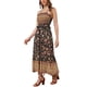thumbnail image 4 of Vestido largo sin mangas de tirantes espagueti con volantes de flores bohemias para mujer L negro, 4 of 5