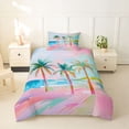 thumbnail image 2 of jejeloiu Graffiti Palm Tree Twin Duvet Cover For Girls,Bright Beach Scene Twin Bedding,Pink Turquoise,Pink Reversible,2pcs,1 Duvet Cover and 1 Pillowcase, 2 of 6