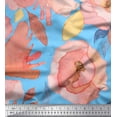 thumbnail image 1 of Soimoi Blue Poly Georgette Fabric Leaves & Floral Print Fabric by Yard 42 Inch Wide, 1 of 3