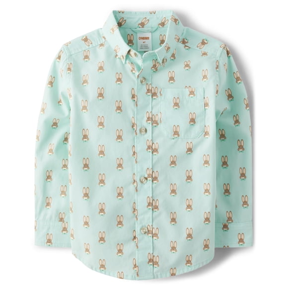 Camisa Gymboree para niños pequeños de manga larga con botones, azul coral 6