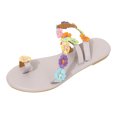 thumbnail image 2 of HAOTAGS Elegant Walking Sandals for Ladies Clip Toe Flower Plus-size Summer Flat Sandals Yellow Size 6.5, 2 of 9