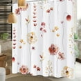 thumbnail image 3 of Floral Shower Curtain,Shower Curtains for Bathroom,Coral Beige Flower Shower Curtain Sets Leaf Shower Curtain Plants Modern White Fabric Waterproof Cloth Bathtub Curtains with Hooks 72x72 Inch, 3 of 6