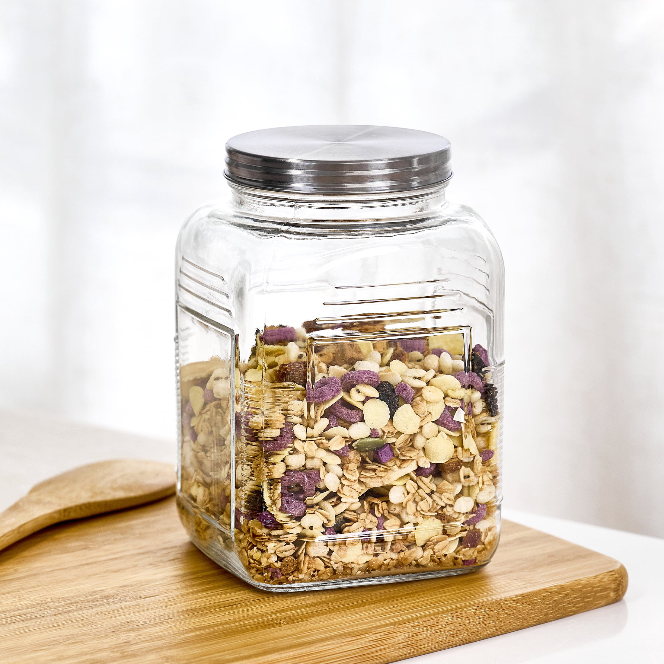 Mainstays Glass Cracker Jar with Lid, 2 Quart