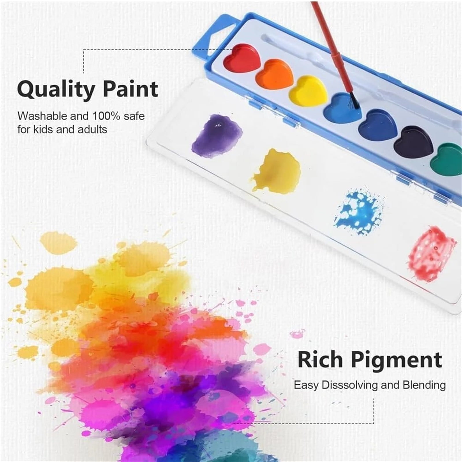 Valentines Day Gifts-8 Colors 36Pc Valentine Watercolor Paint Set,Valentines Party Favors,Valentines Day Gifts For Kids,For Prizes Exchange Gifts Valentines Party Favors For Preschool School