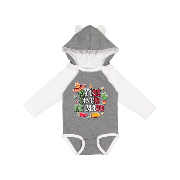 Inktastic My 1st Cinco De Mayo with Sombrero Red Chili Pepper Taco and Cactus Boys or Girls Long Sleeve Baby Bodysuit