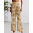 thumbnail image 4 of Womens Crochet Cover Up Pants Sheer Mesh High Waist Sexy Casual Knit Summer Swimsuit Coverup Beach Pants, 4 of 6