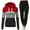 Red 3XL, variant on 2 Pcs/Set Fall Winter Hoodie Pants Set Printed Colorblock Drawstring Patch Pocket Top Drawstring Elastic Waist Ankle-banded Trousers Lady Tracksuit Sport Outfit