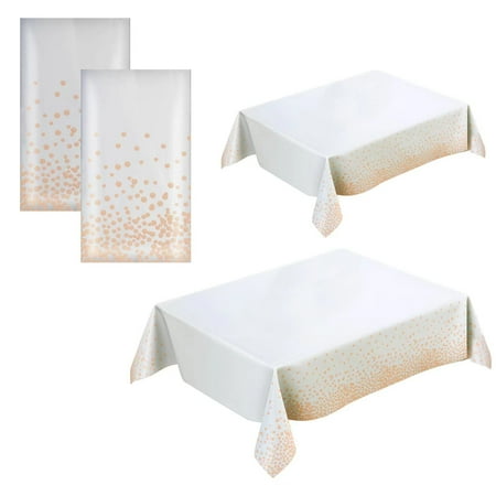 

2 Pack Champagne Gold Tablecloth Plastic Table Clothes for Rectangle Tables 54 x 108 Tablecloth for Party and Events