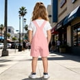 thumbnail image 5 of XIYON Children Girls Boys Overalls Suspenders Sleeveless Solid Color Comfortable Lightweight Jumpsuit Romper For Everyday Wear,Pink,4-5 Years, 5 of 9
