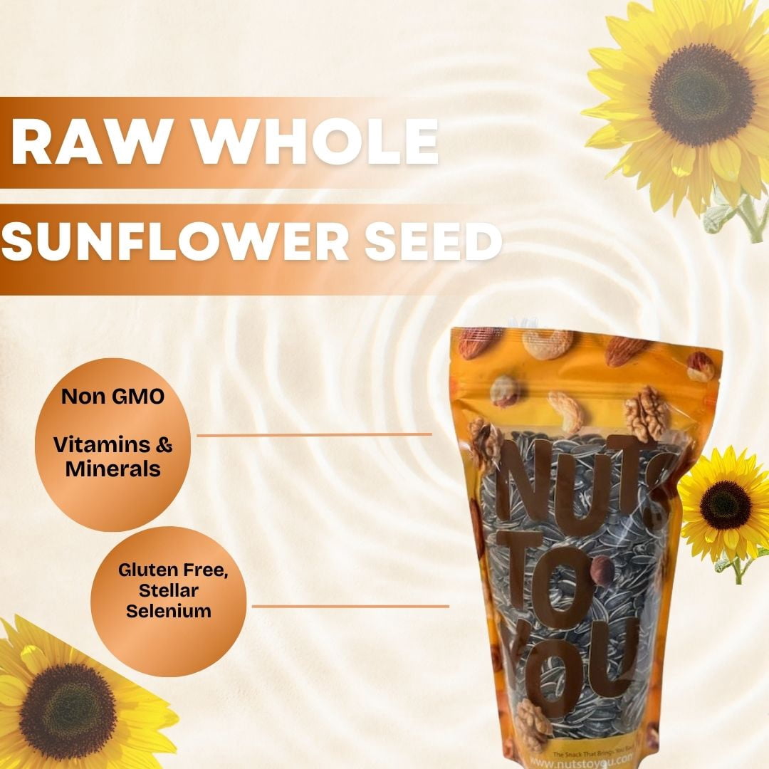 4LB Raw Whole Sunflower Seed in Shell by Nuts to You | Essential Vitamins & Minerals | Healthy Superfood Snack