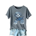 thumbnail image 2 of Womens Blouses Tops Summer T-Shirts Retro Denim Patch Art Dog Print T-Shirt Dog Lover Shirts Casual Fashion Short Sleeve Crewneck Blouse Pullover, 2 of 4