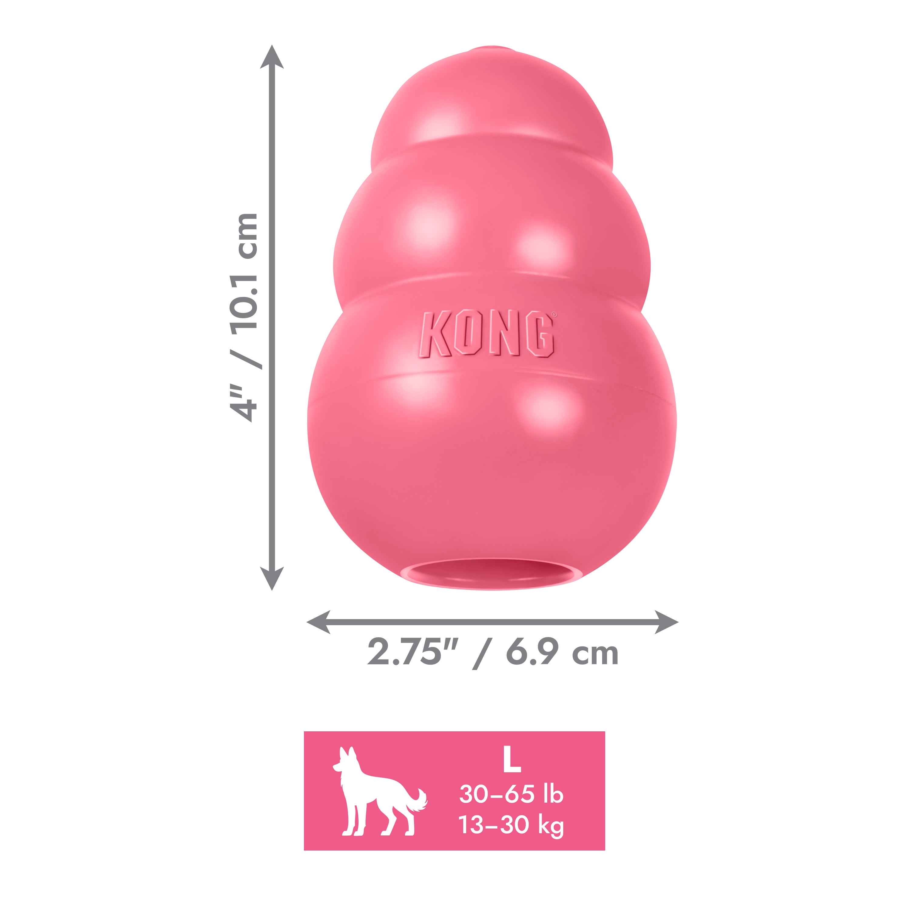 KONG® Classic Rubber Puppy Dog Toy for Beginner Chewers, Pink, Large for Dogs Between 30-65 lbs