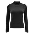 thumbnail image 4 of Kcodviy Women Casual Solid Color Bottoming Shirt Slim High Collar Knitted Long Sleeved Top Thermal Top Women V Neck Thermal Tops For Men Mens Thermals Top And Bottom Set Active Ladies Thermal Tops Loo, 4 of 5