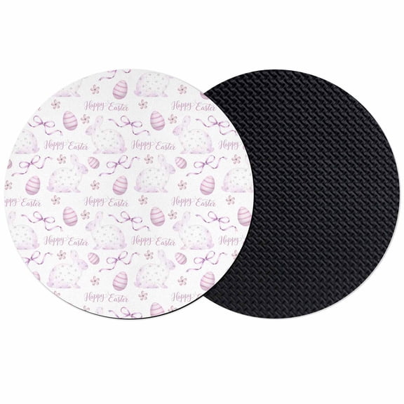 Pink Easter Coasters Set of 2, Absorbent Coasters for Drinks, Watercolor Spring Bunny Eggs Flowers Coaster for Desk Coffee Table Protection, Home Decor House Warming Gifts 4"