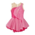 thumbnail image 5 of Haitryli Kids Girls Rhinestone Color Block Figure Ice Skating Dress Sleeveless Ballet Dancewear Pink 8, 5 of 7