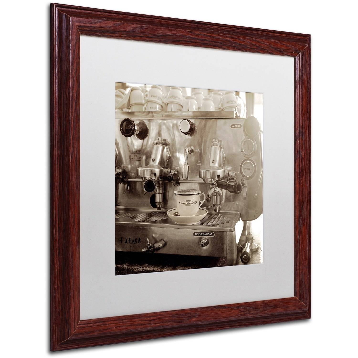 Trademark Fine Art "Tuscany Caffe I" Canvas Art by Alan Blaustein, White Matte, Wood Frame