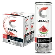 CELSIUS Sparkling Watermelon Fitness Drink, Zero Sugar, 12oz. Slim Can, 4 Pack