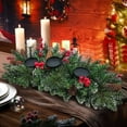 thumbnail image 6 of Lssam Christmas Table Centerpieces with Candle Trays, Holiday Dining Table Decor Set with Pine Needles, Red Cherry & Snowy Leaves - Artificial Christmas Centerpiece for Tables and Fireplaces, 6 of 6