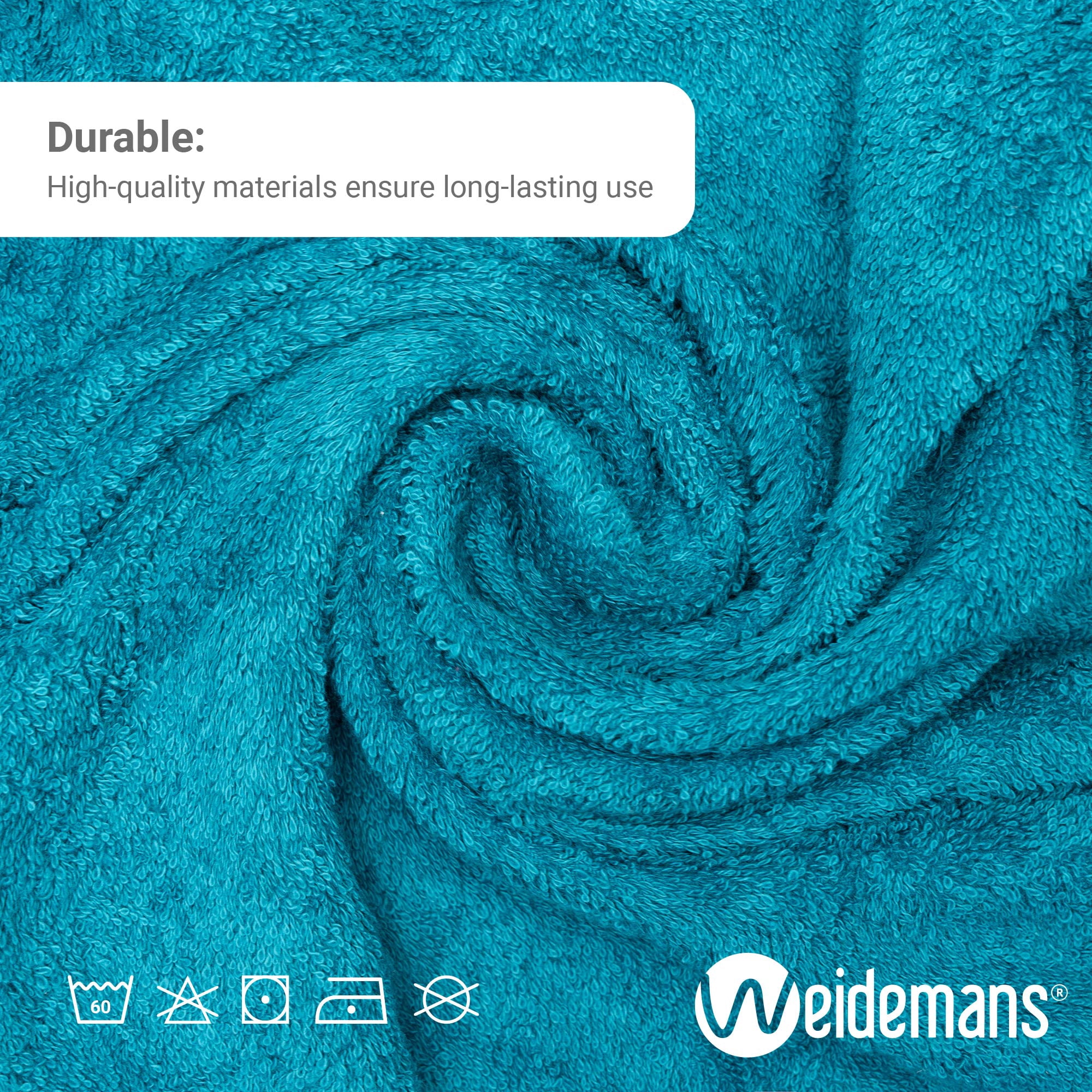 Weidemans 100% Cotton Washcloths 12 Pieces Towel Set | Fingertip Washcloth 13" X 13" | Towels for Bathroom, Hand, Kitchen, Cleaning | Machine Washable high Absorbency Bathroom Face Towels | Teal Blue
