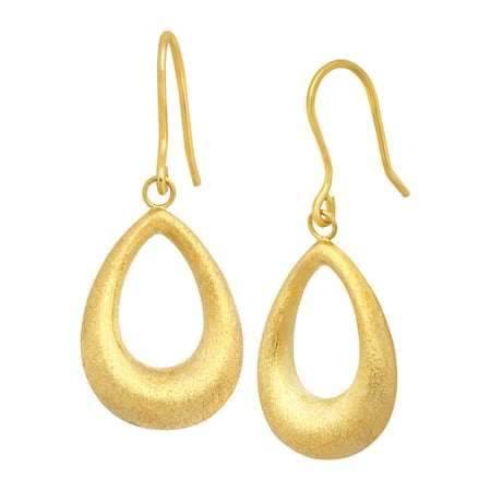 Simply Gold Open Puffed Teardrop Drop Earrings in 10kt Gold