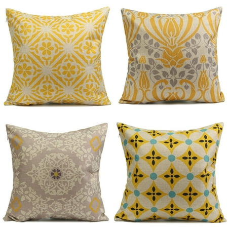 Asewin Retro Yellow Flower Throw Pillow Cushion Cover 18''x18'' Standard Decorative Back Waist Pillowcase Pillow Case Pillow Protector Cover Case for Sofa Couch Chair Car Seat