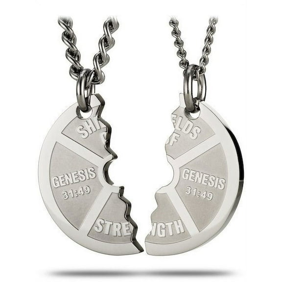 Stainless Steel Small Split Weight Plate Necklace-Genesis 31:49 by Shields of Strength
