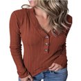thumbnail image 2 of Suéter de manga larga suéter con cuello en V para mujer suave fácil de combinar color puro para la vida diaria para fiestas ANGGREK Otros, 2 of 6