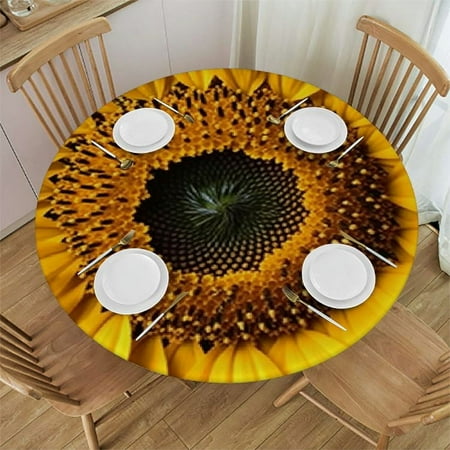 

BANET Tablecloth Round Striped Table Cloth Vintage Red White Stripes with Doodle Polka Dot Stars Table Cover for Dining Room Kitchen Decoration 42 -46